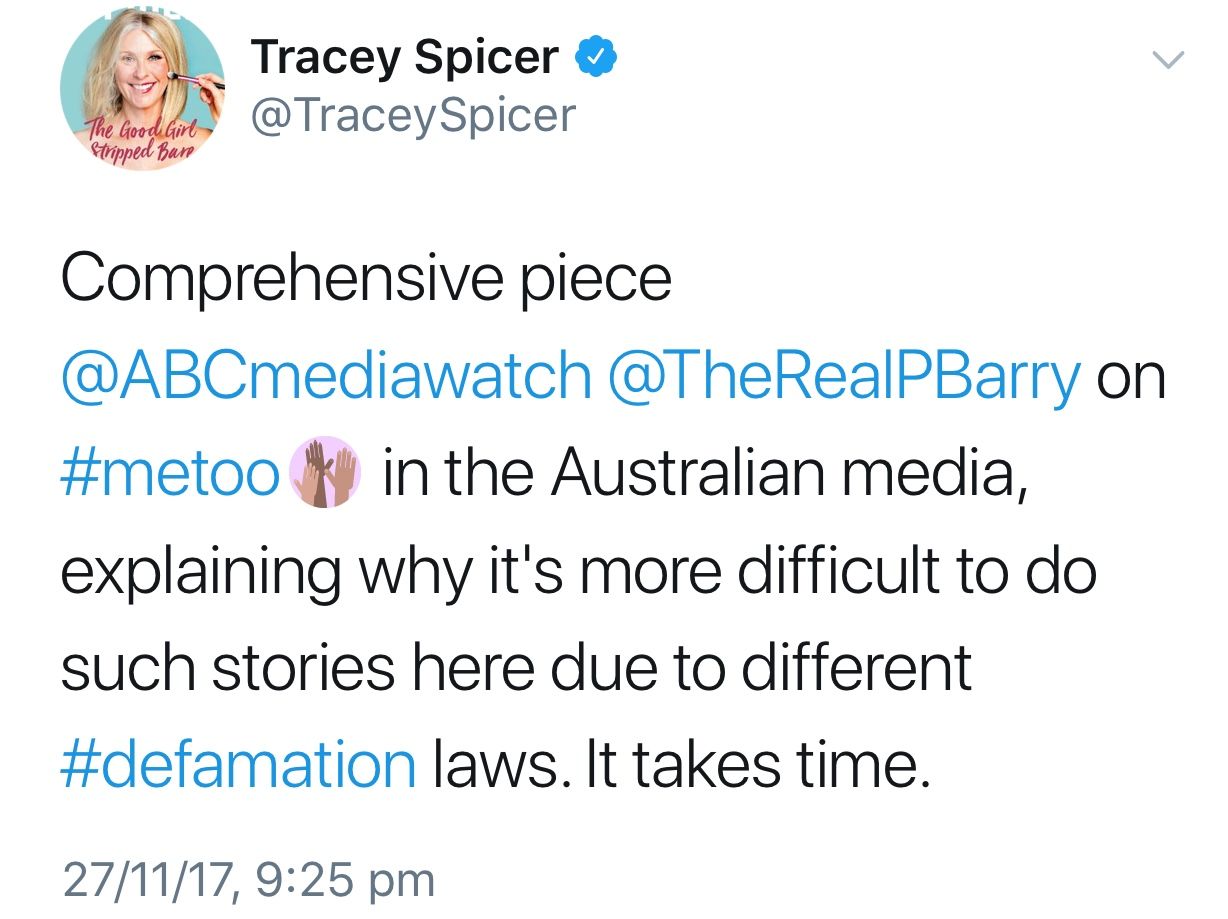 Source: Tracey Spicer's Twitter.